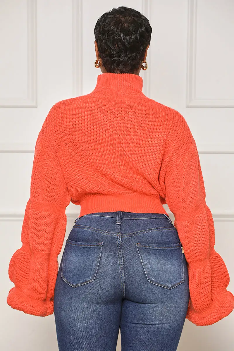 Burst Your Bubble Cropped Sweater (Orange)- FINAL SALE