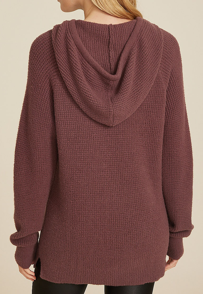 Waffle Knit Hooded Tunic