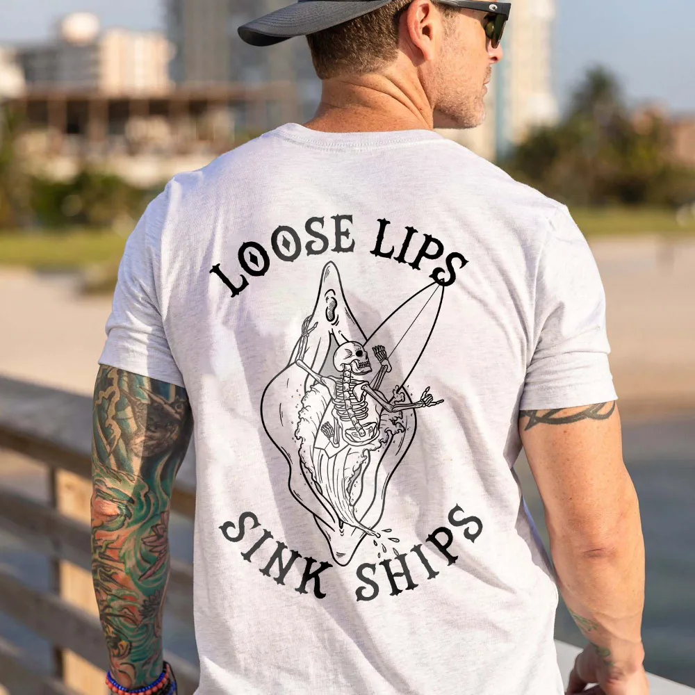 Loose Lips Sink Ships Printed Men's T-shirt