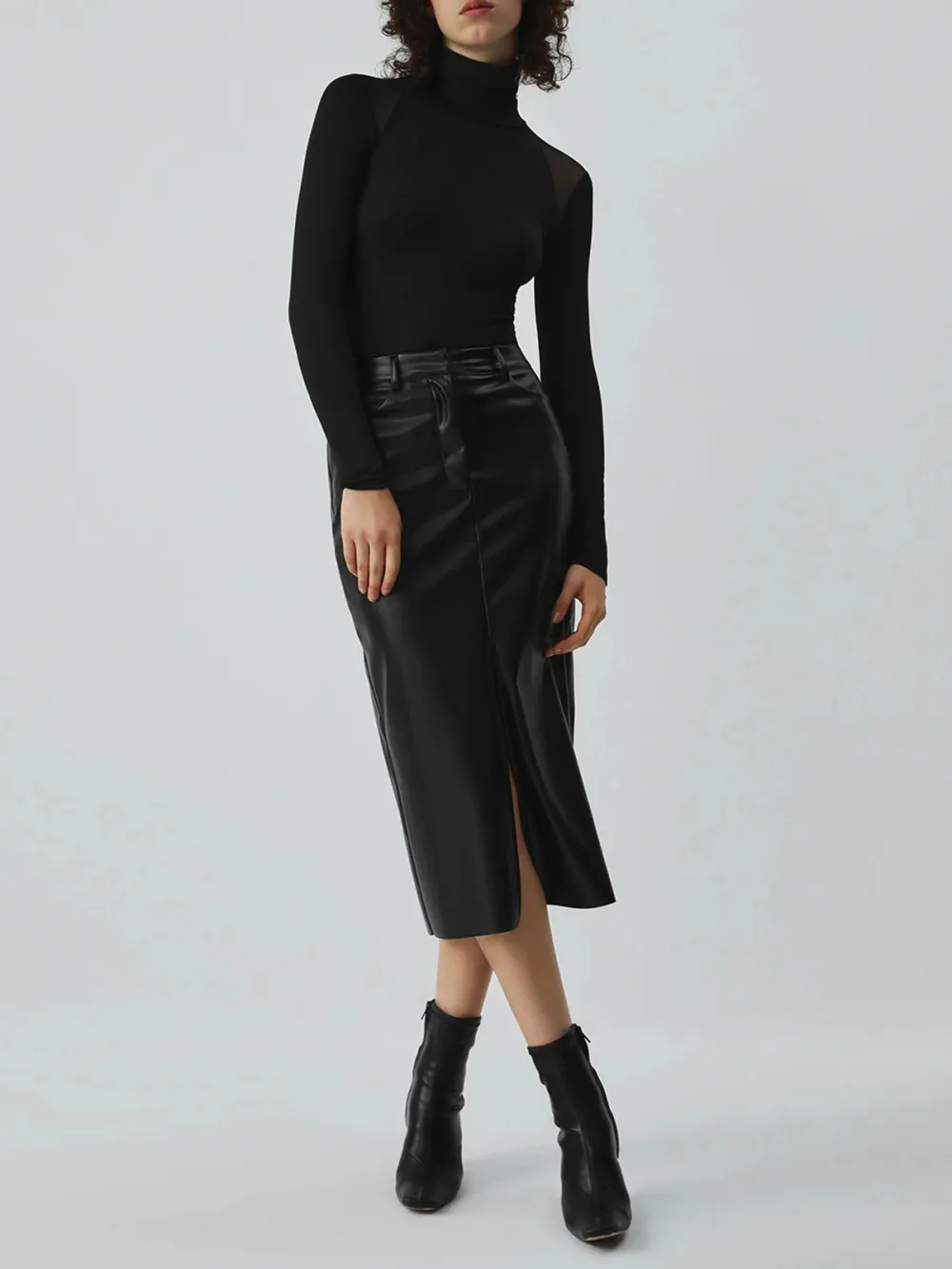 Plain High Neck Long Sleeve Bodysuit