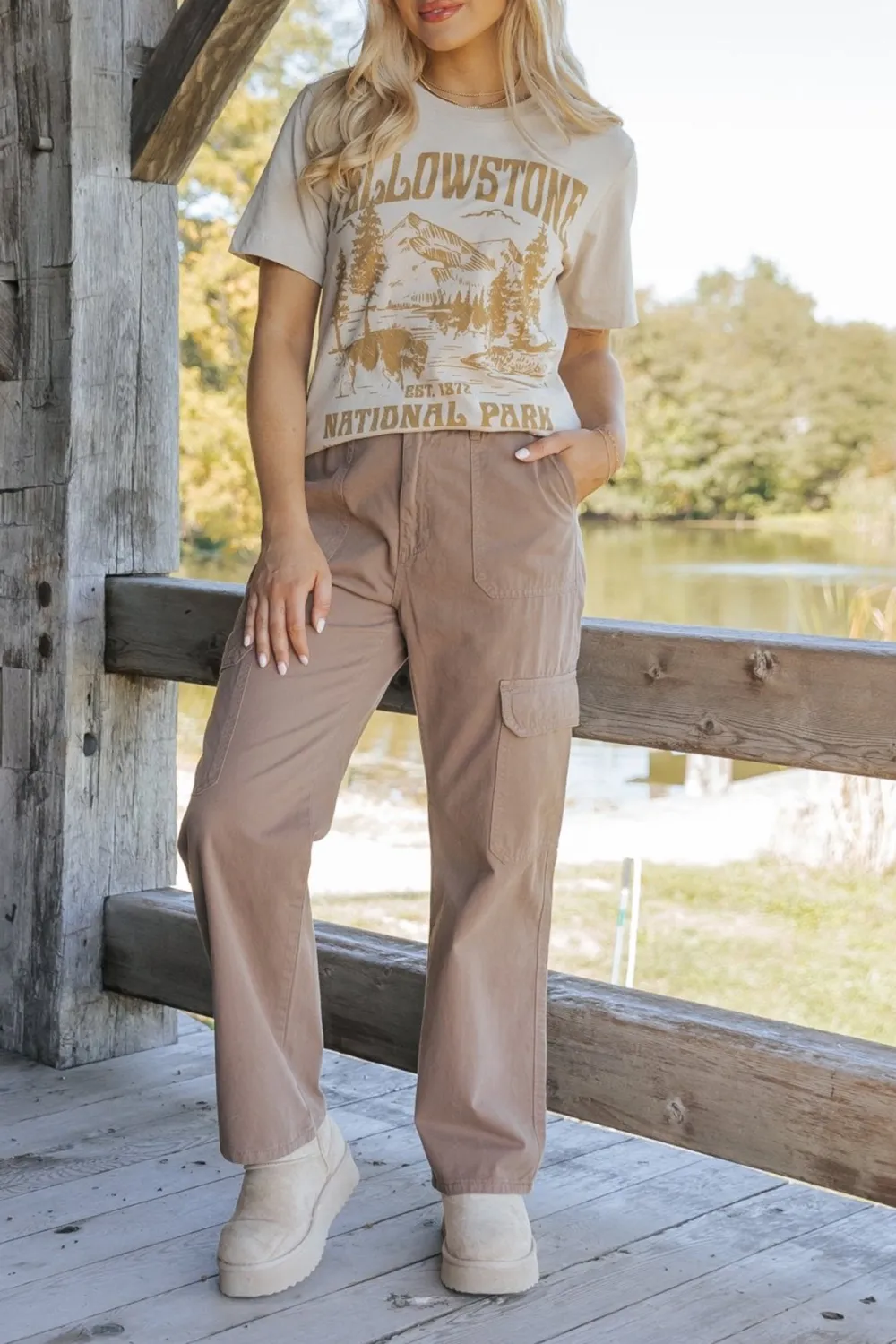 Mocha Straight Leg Cargo Pants