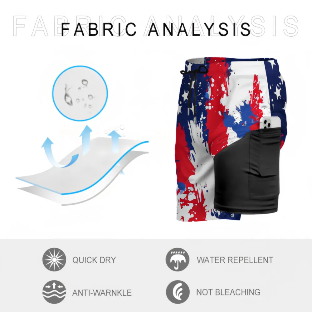 American Flag Splash Art Sports Board Shorts