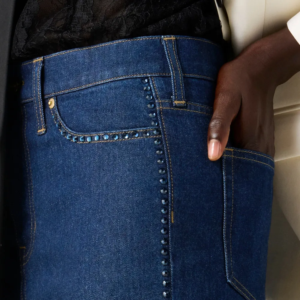 Embellished denim trouser