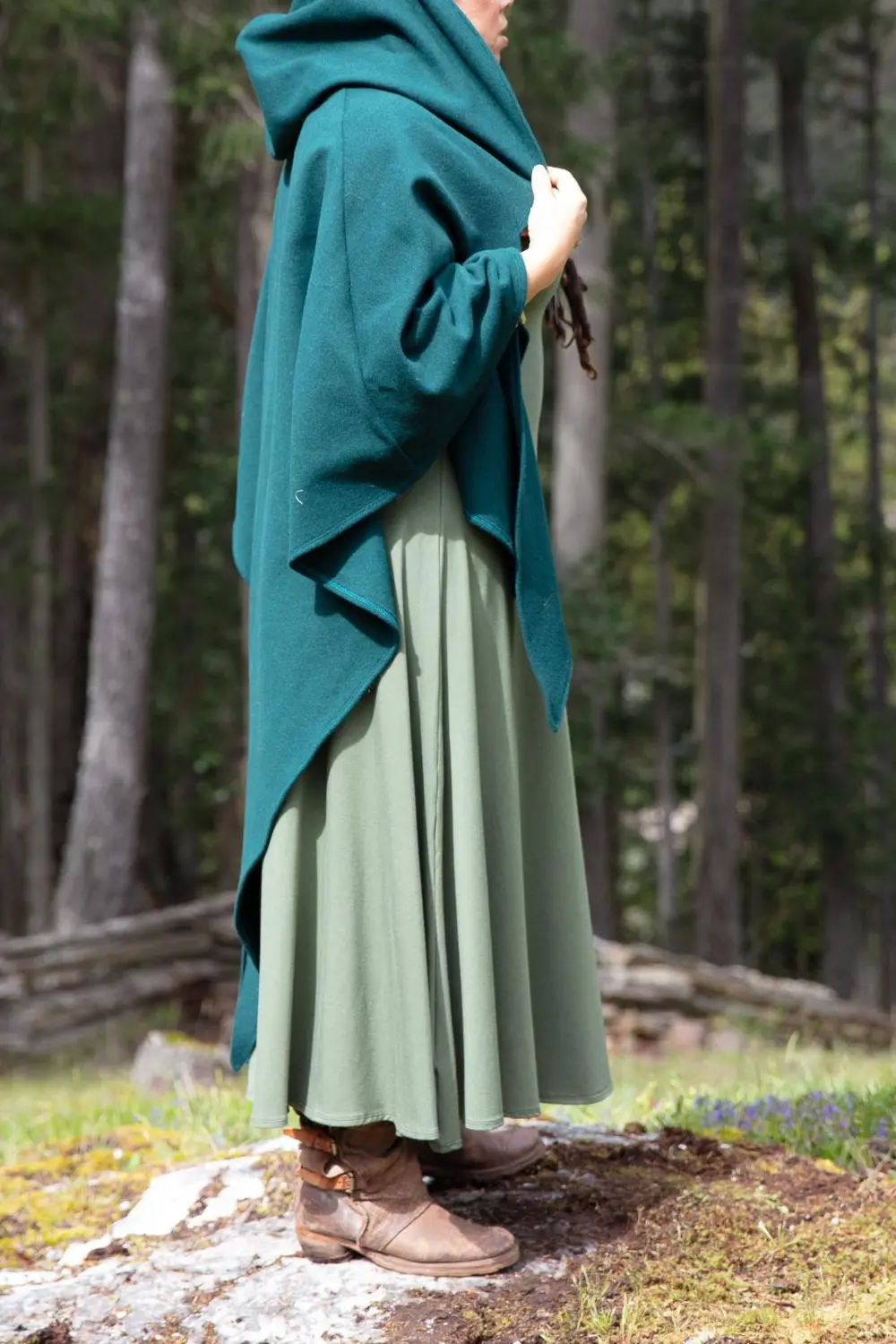 Druid Poncho - Wool - Forest Green