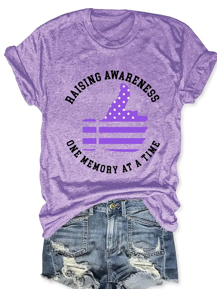 Women'S Raising Awareness One Memory At A Time Round-Neck Short-Sleeved T-Shirt