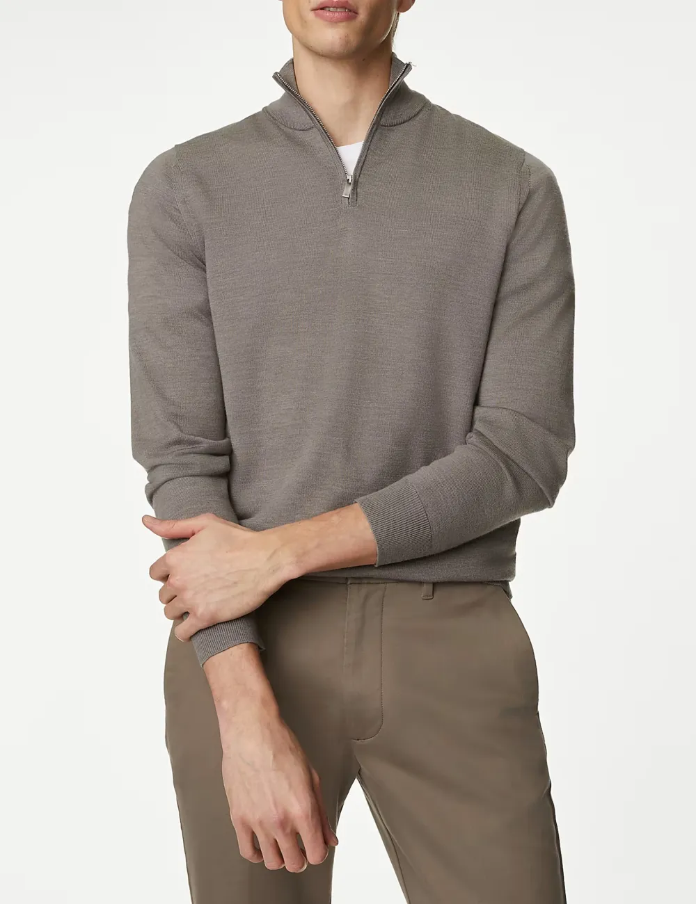 Pure Extra Fine Merino Wool Half Zip Jumper