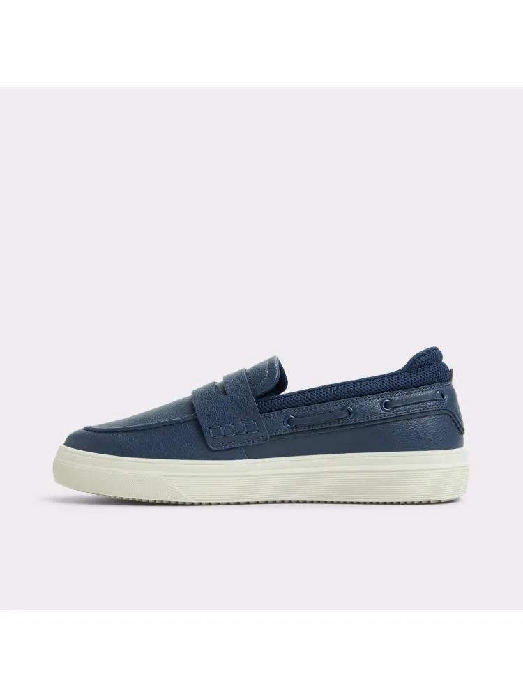 Blue Simple Pebble-Grain Leather Shoes