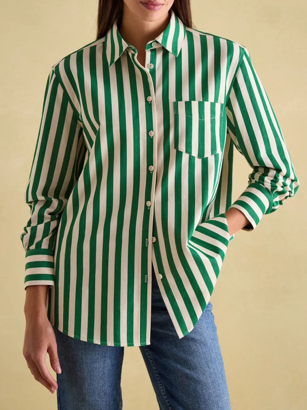 Amilla Green & Cream Stripe Shirt