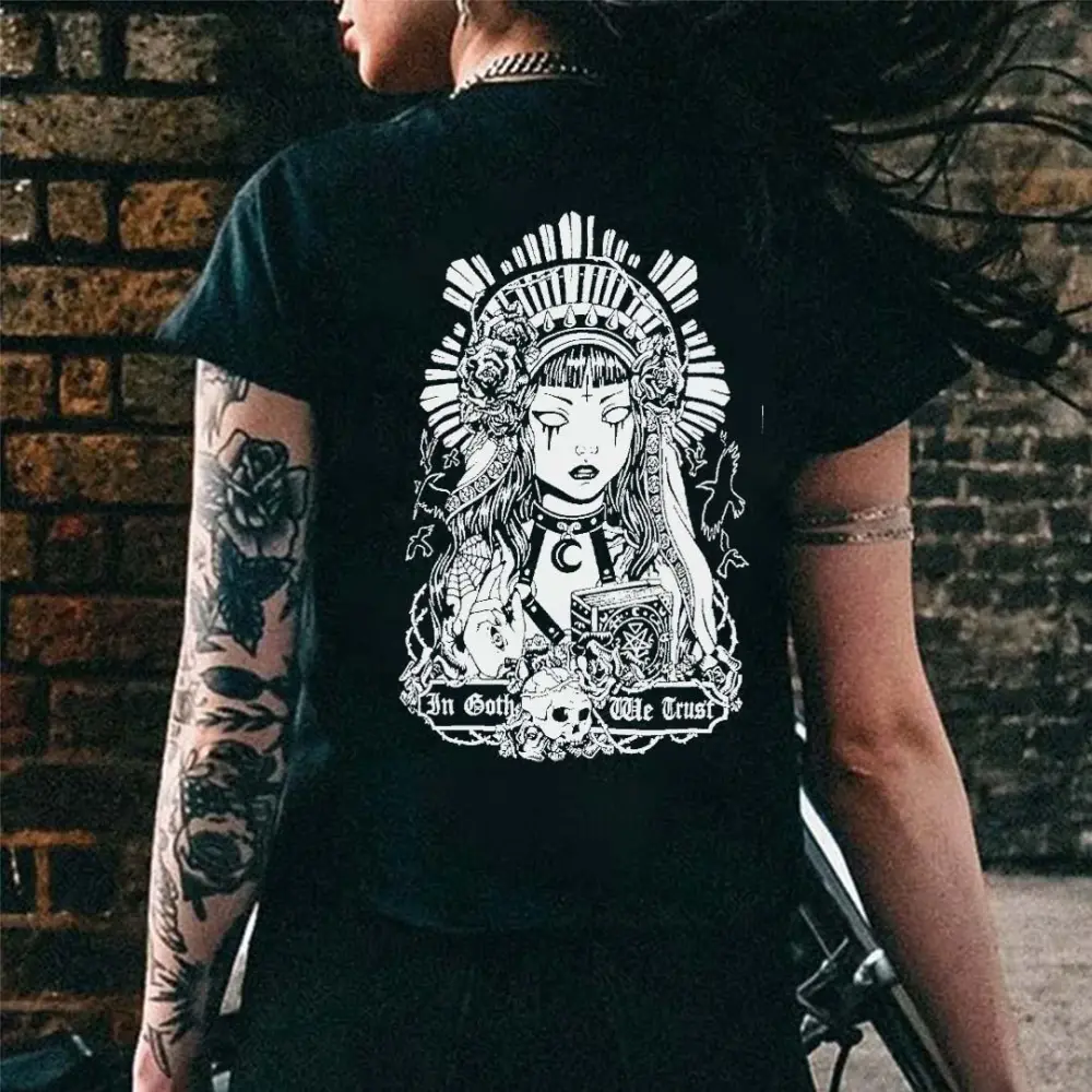 In Goth We Trust Printed Women's T-shirt