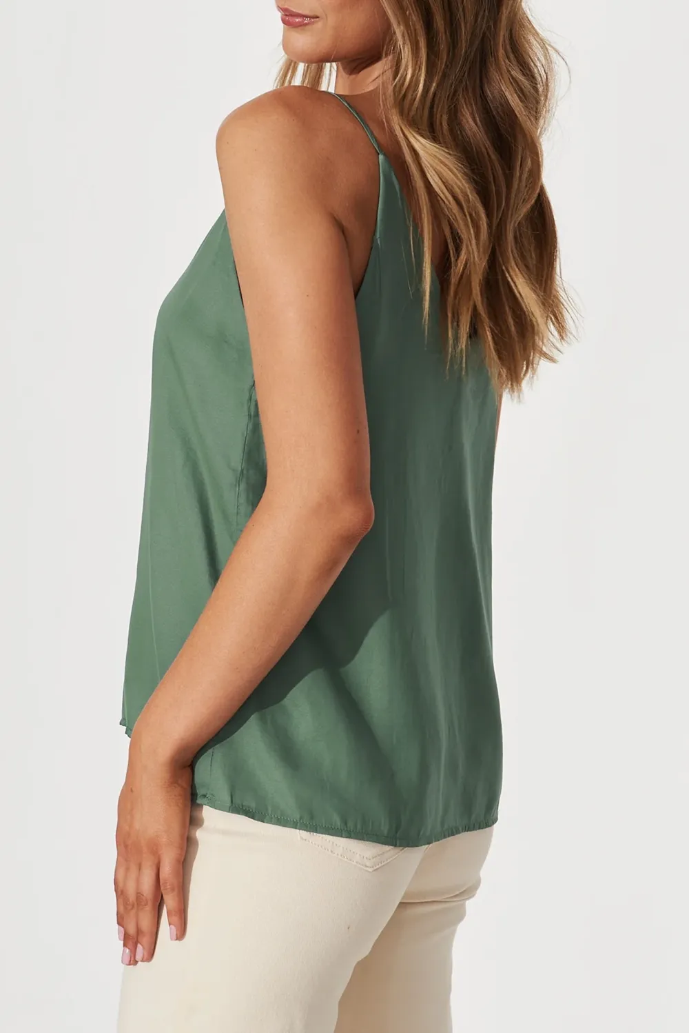 Green V Neck Spaghetti Strap Camisole
