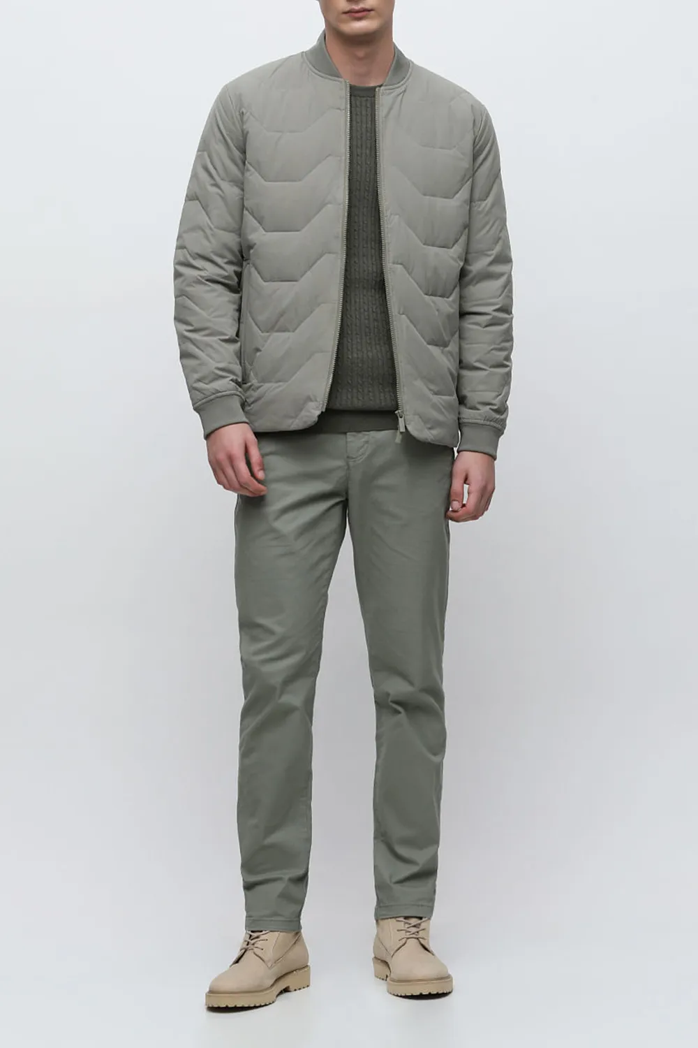 GREEN QUILTED REDOWN BOMBER JACKET