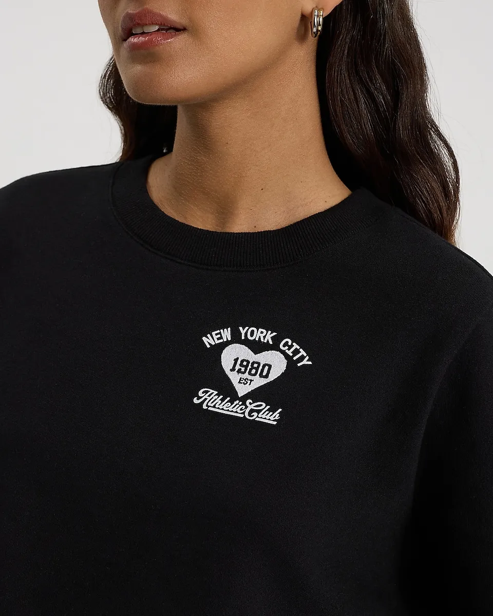 Heart Graphic Crew Neck Cropped Sweatshirt