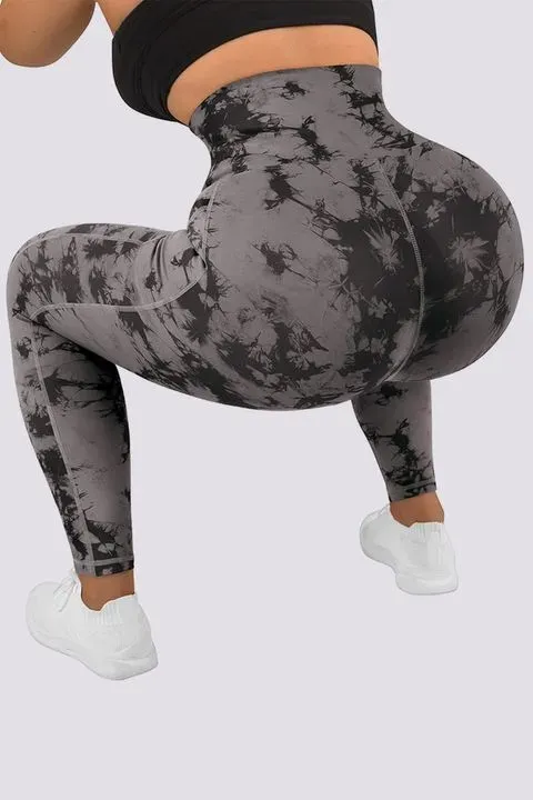 Tie Dye Pocket Side Cincher Sports Leggings