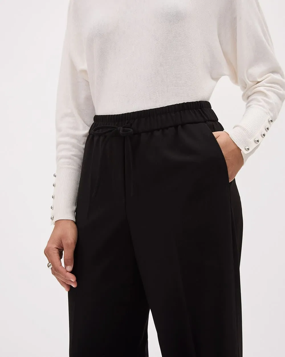 Pull-On Mid-Rise Wide-Leg Pant