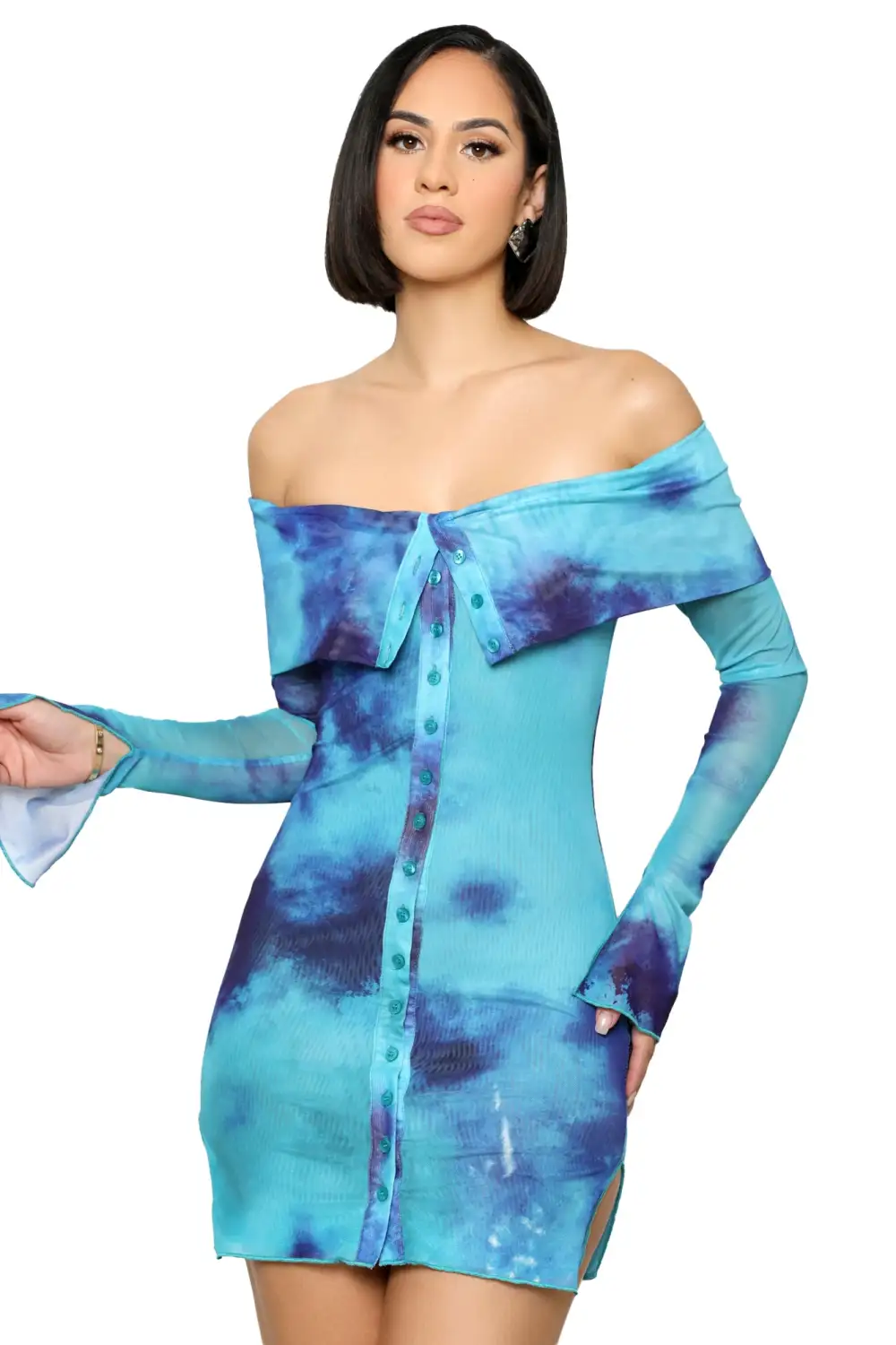 Paint The Town Mini Dress (Blue)- FINAL SALE