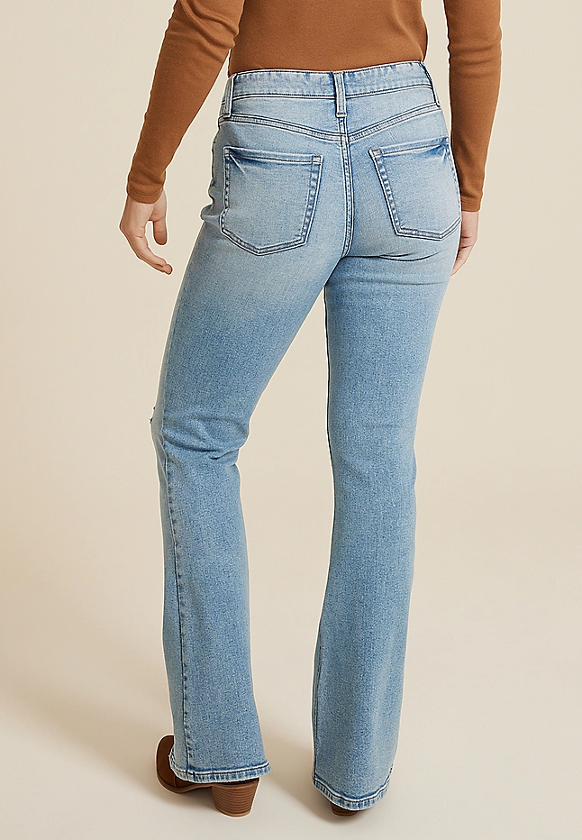 Curvy High Rise Ripped Flare Jean