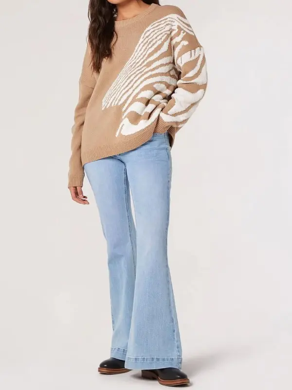 Fuzzy Zebra Stripe Oversized Jumper