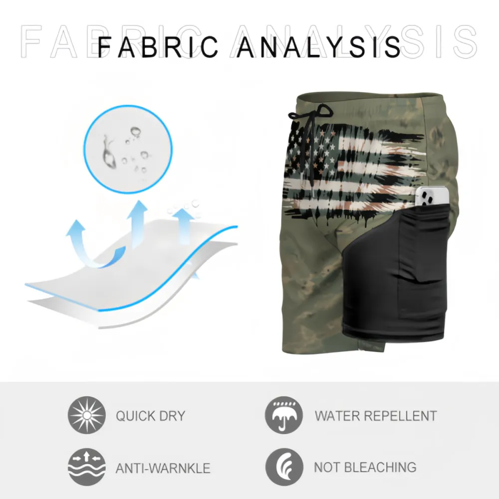 Art Style Gray Tone Flag Camouflage Style Sports Board Shorts