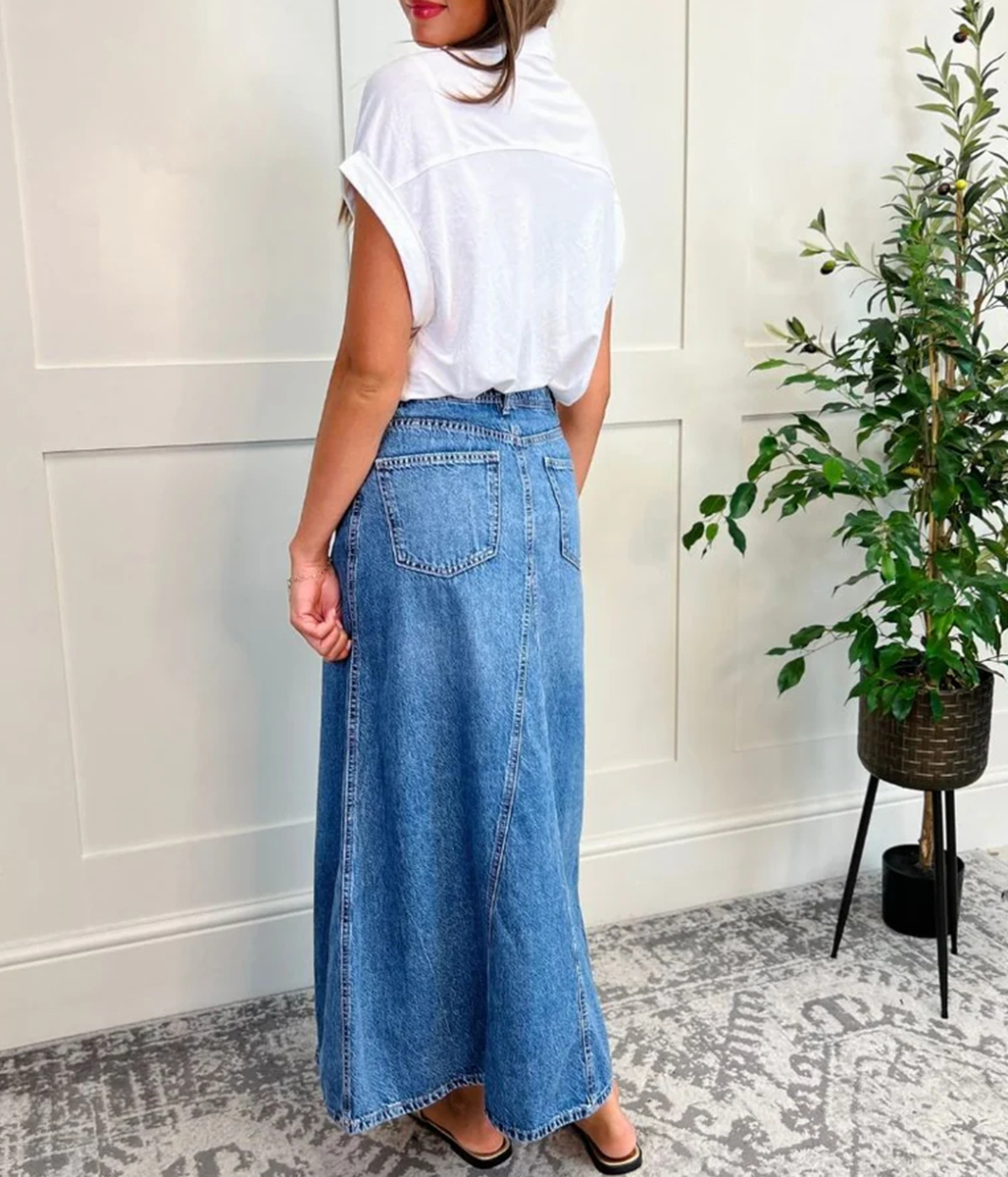 Denim A line Maxi Skirt