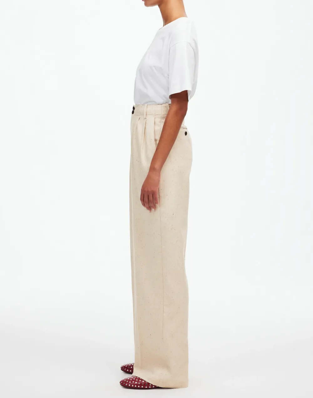 Wide-Leg Pant in Herringbone Italian Fabric