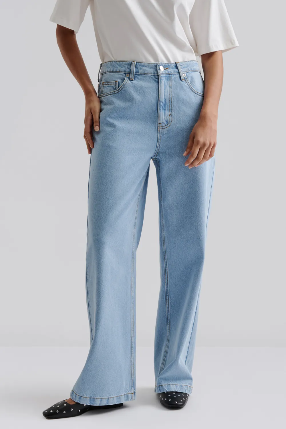 Straight Leg Button Fly Denim Jeans