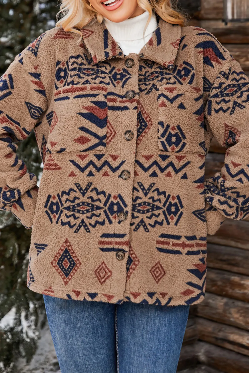 Camel Southwestern Button Up Jacket