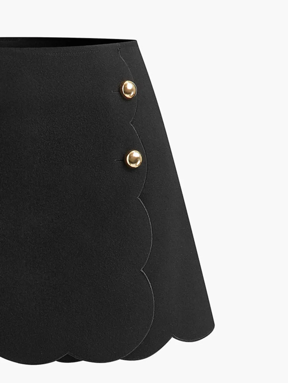 Scalloped Hem Skort With Metal Button