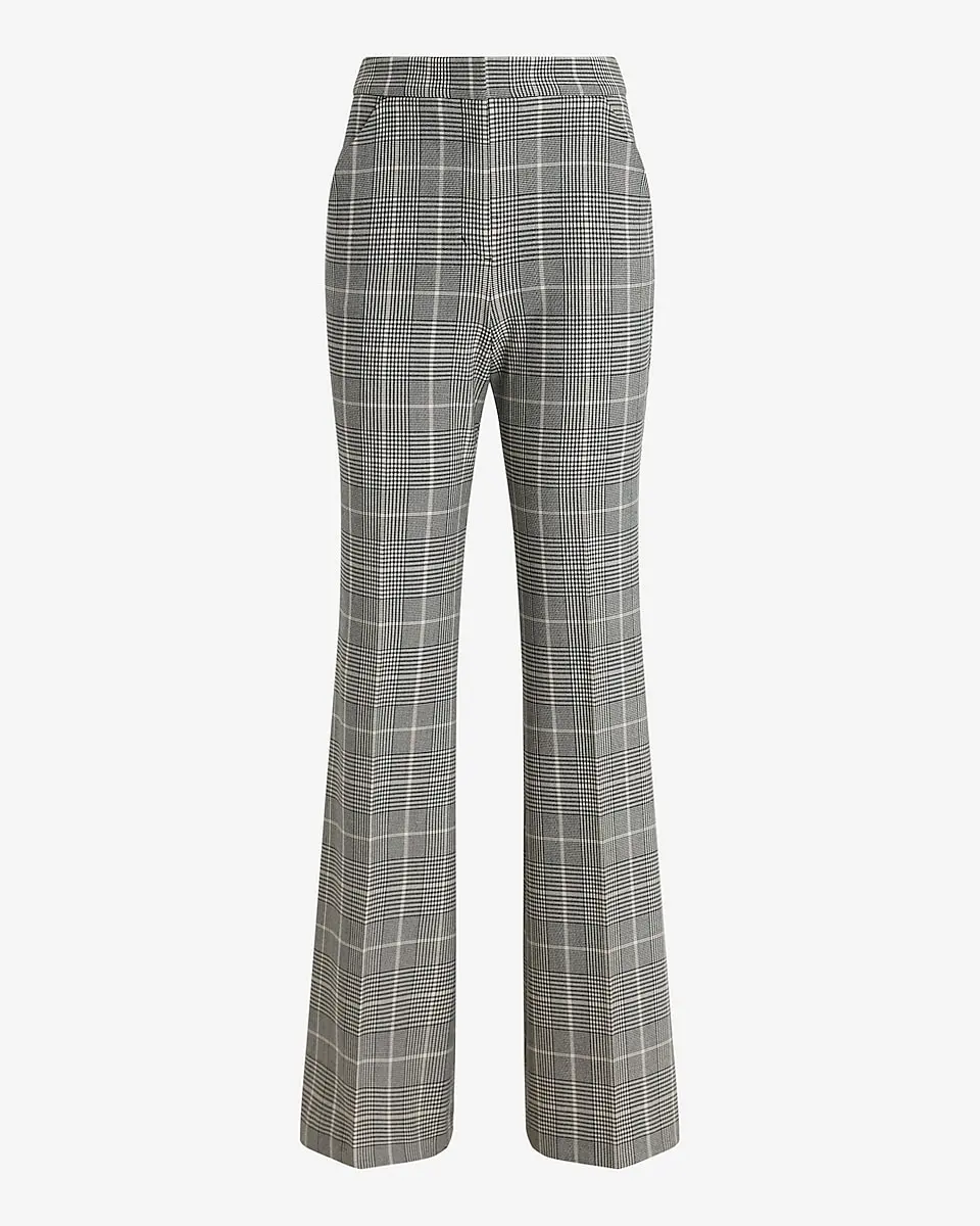 Editor Plaid High Waisted Trouser Flare Pant