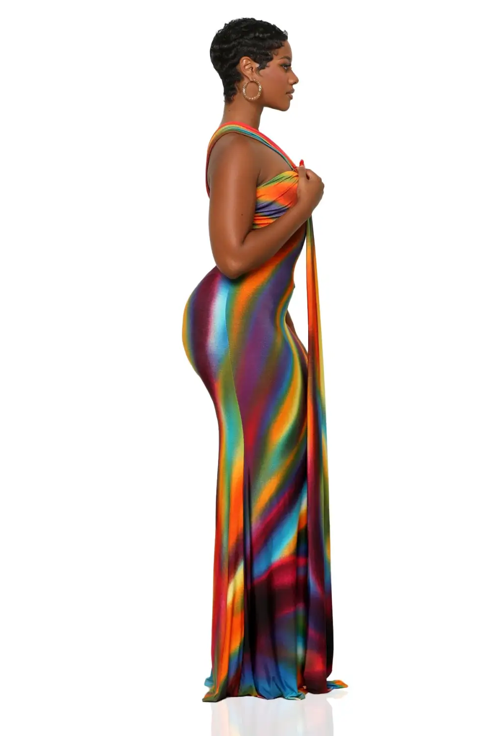 Warm Horizons One Shoulder Maxi Dress
