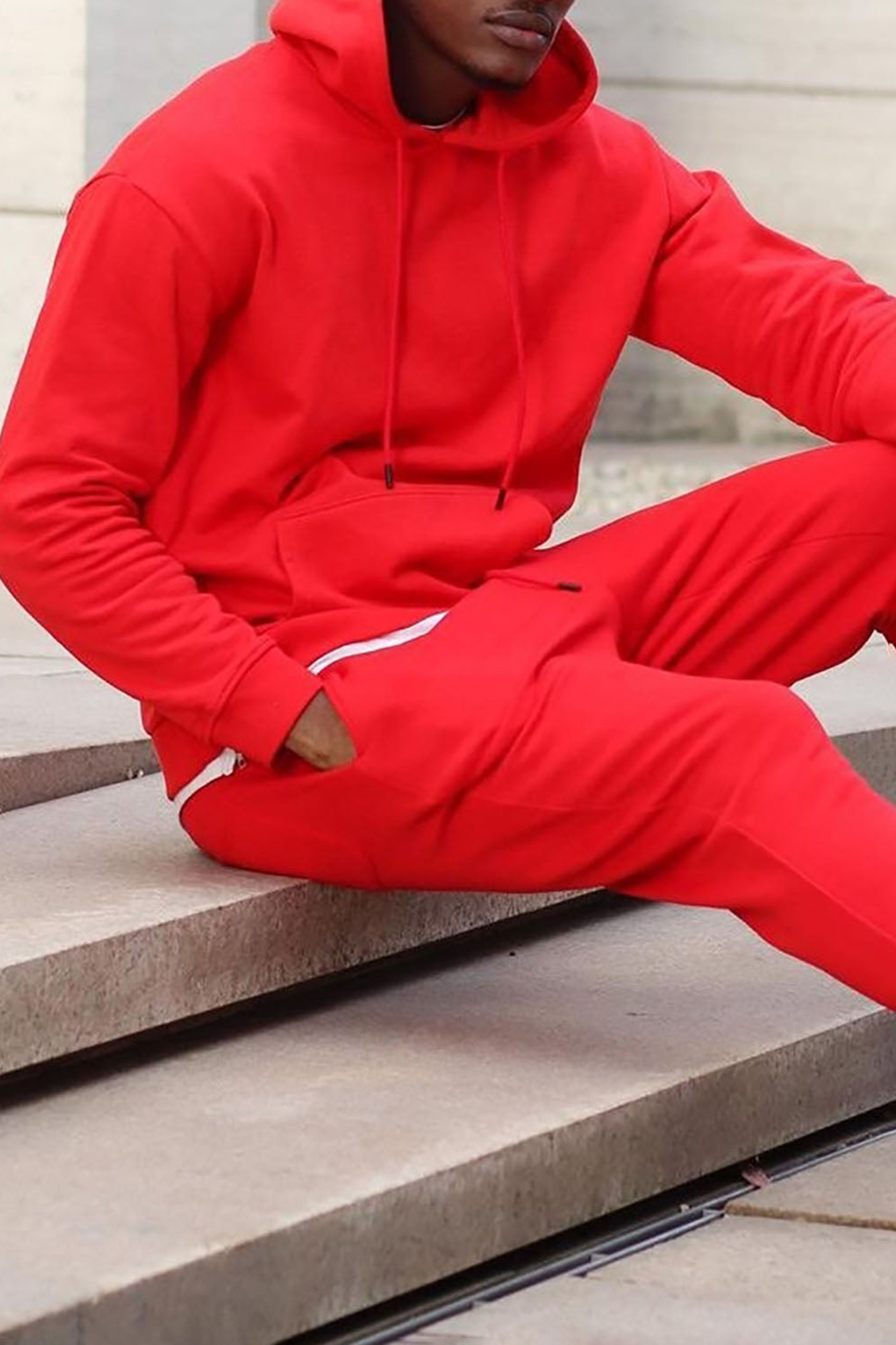 Solid Color Hoodie - Red