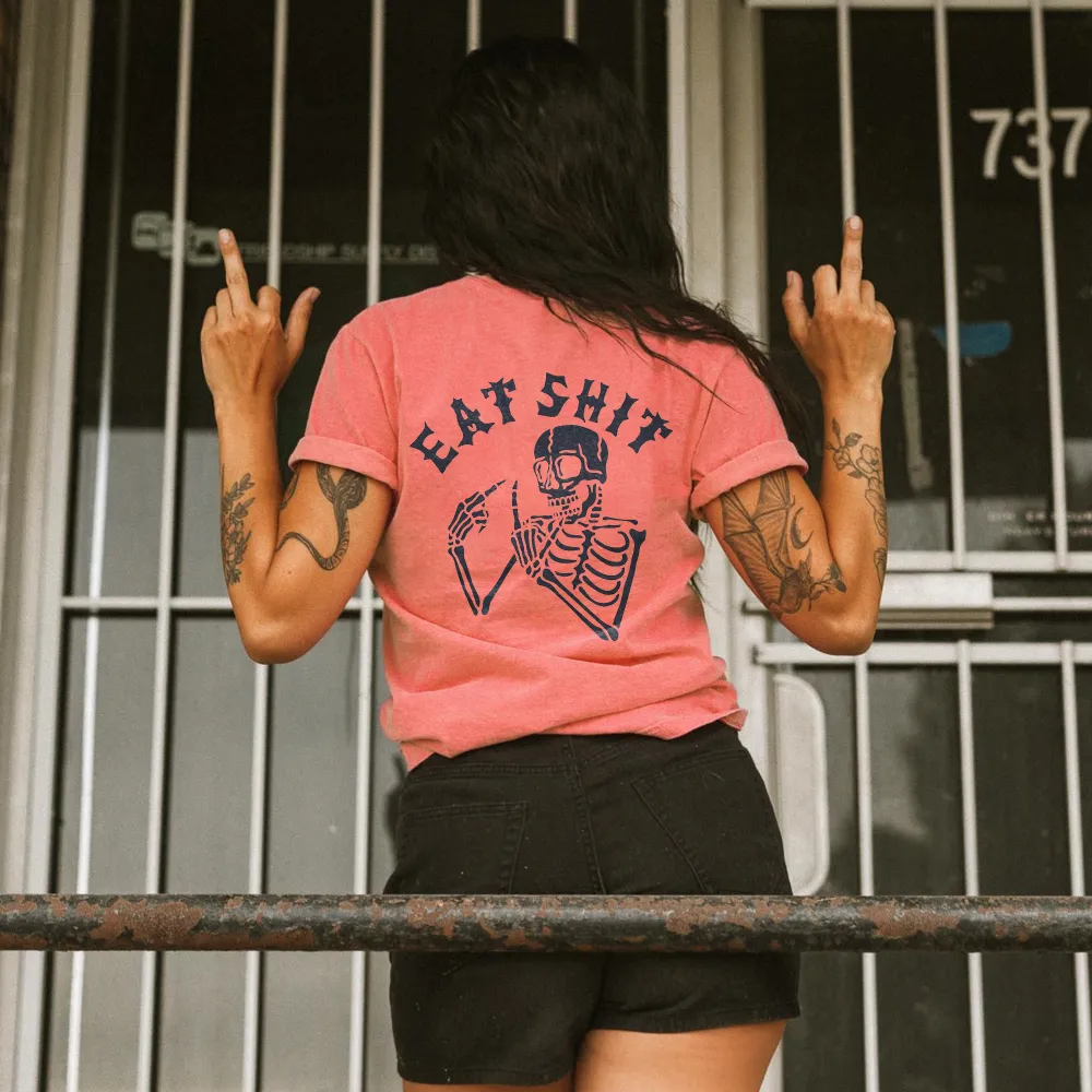 Eat Shit Printed Skeleton T-shirt