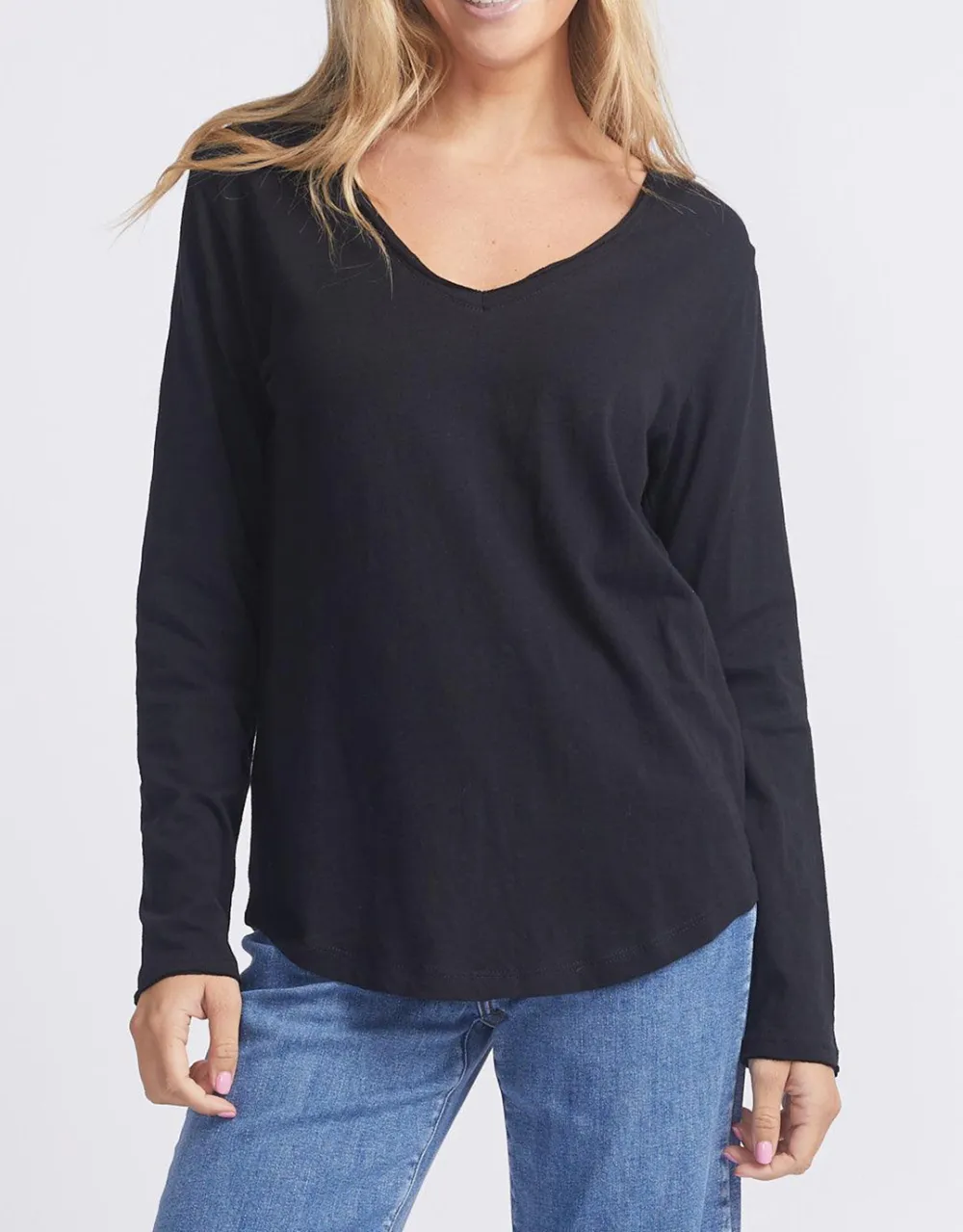 Original V-Neck Long Sleeve T-Shirt - Navy