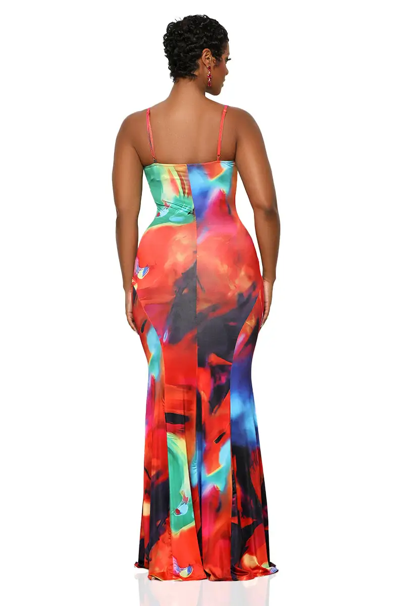 Beautiful Art Maxi Dress (Red Multi)