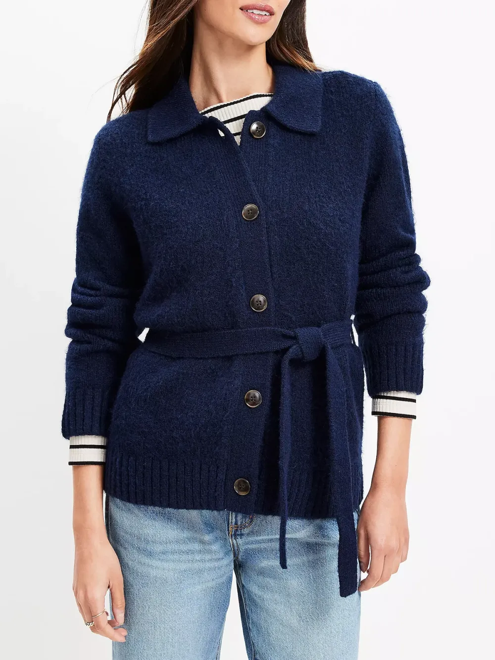 Collared Belted Cardigan