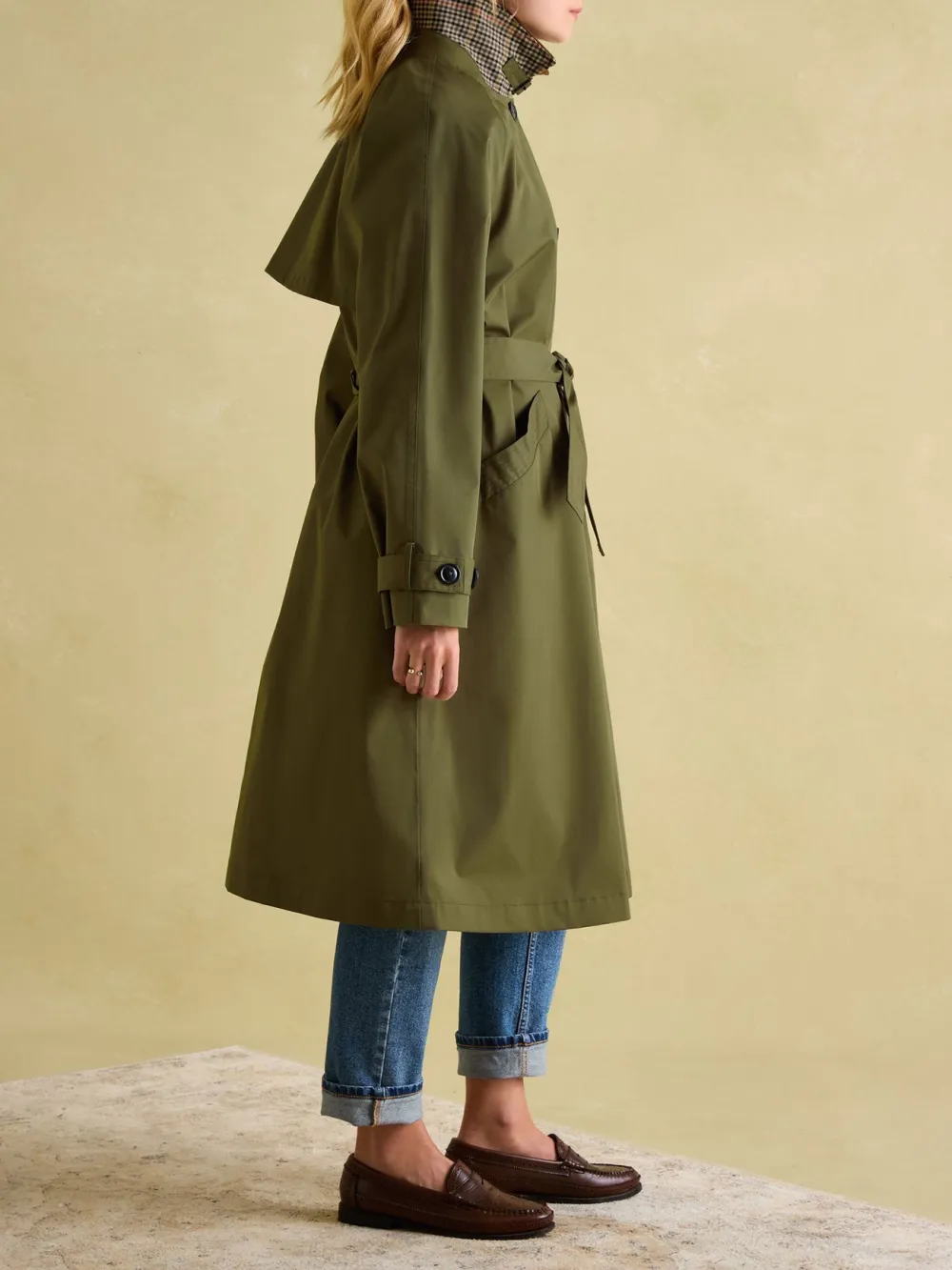 Epwell Green Waterproof Belted Trench Coat