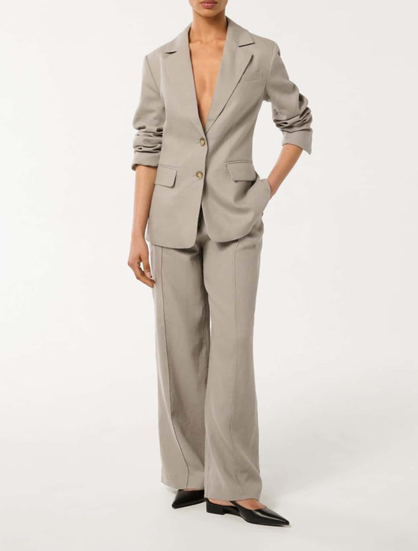 Laura Petite Two Button Linen Blazer