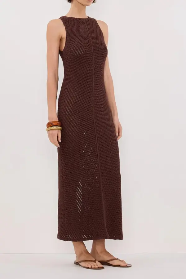 BLOOM CHOC CROCHET KNIT MAXI DRESS