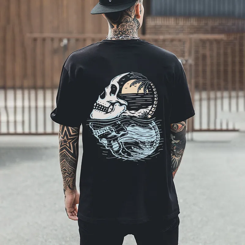 Skull Coconut Island Printed T-shirt