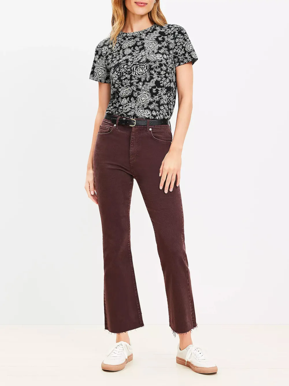 Fresh Cut High Rise Kick Crop Jeans in Plum Raisin