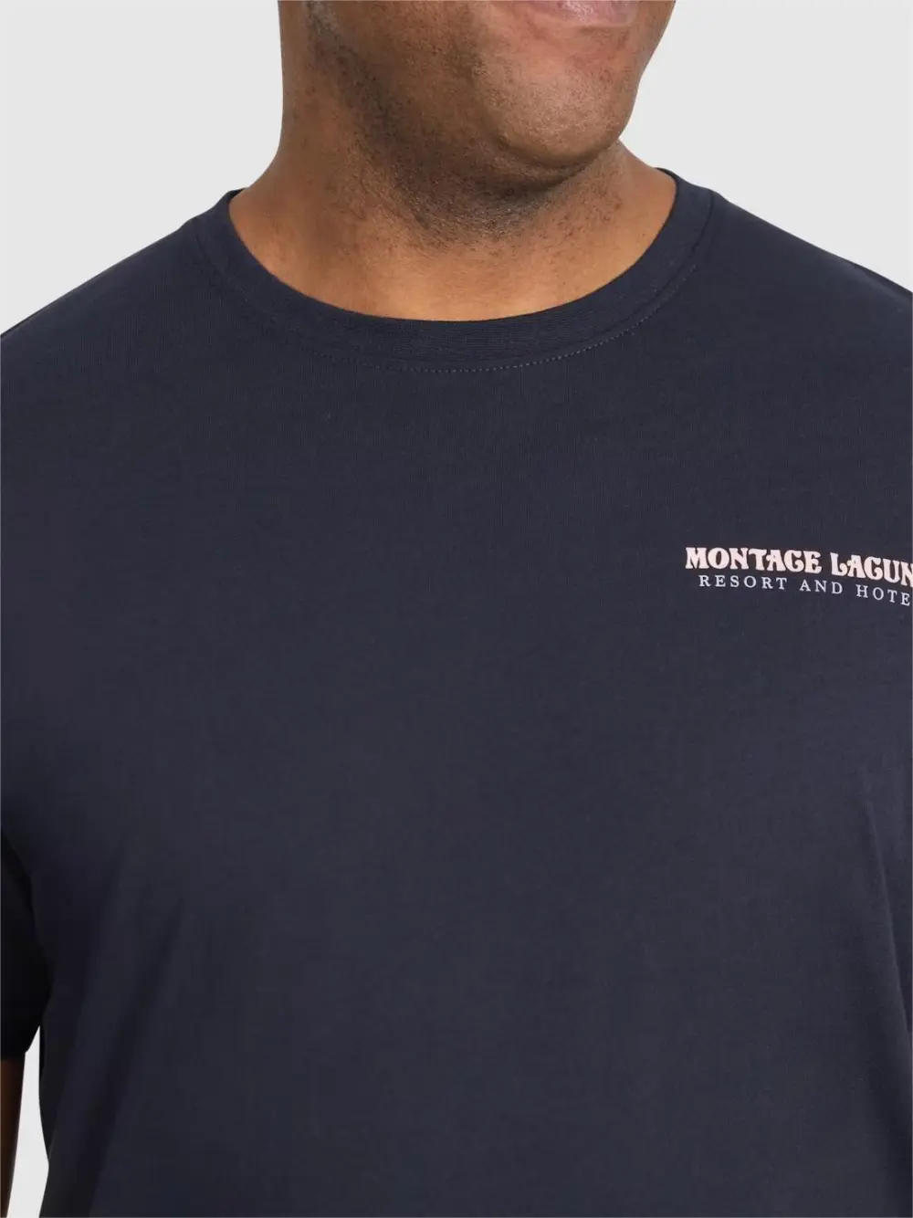 NAVY MONTAGE CREW NECK TEE