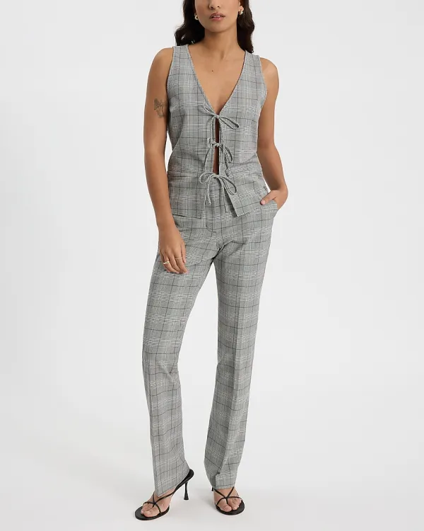 Editor Plaid Mid Rise Bootcut Pant