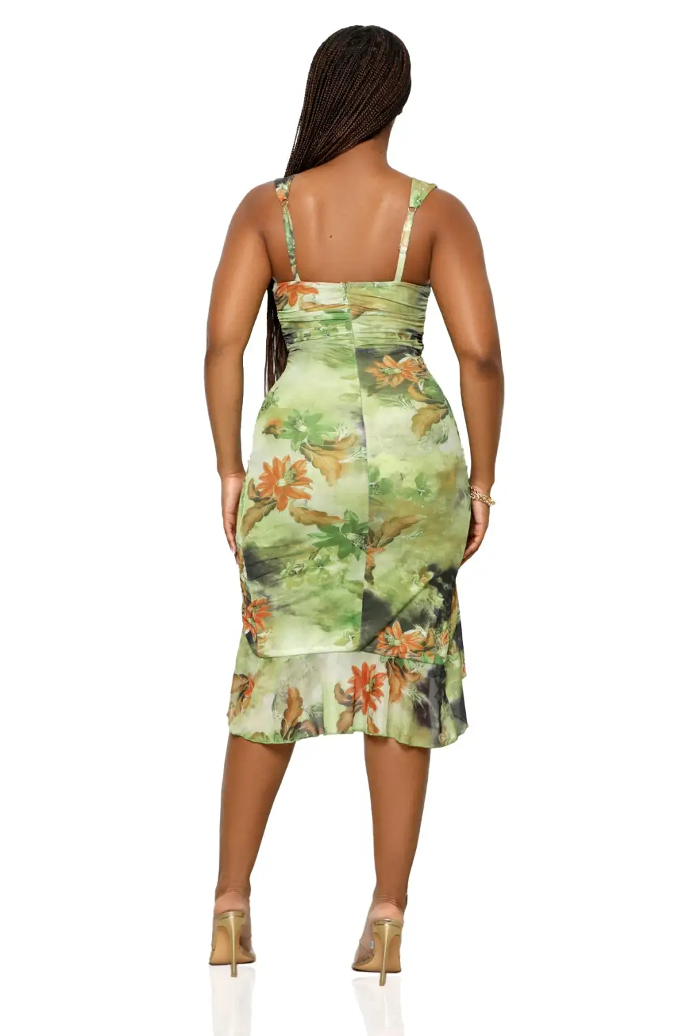 Forest Flowers High Slit Dress (Green Multi)-FINAL SALE