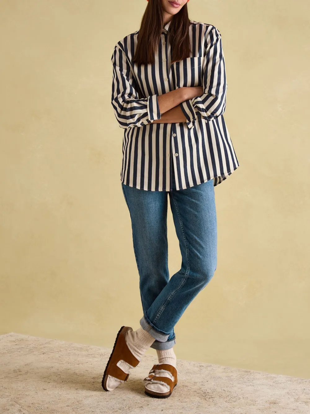 Casual Style Amilla Navy & Cream Stripe Shirt