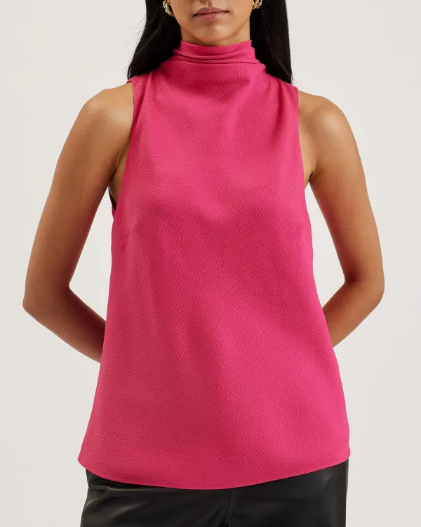 Anini Cowl Neck Sleeveless Top Fuchsia