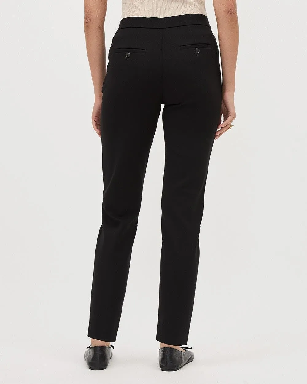 Black Luxe Knit Mid-Rise Tapered-Leg Pant