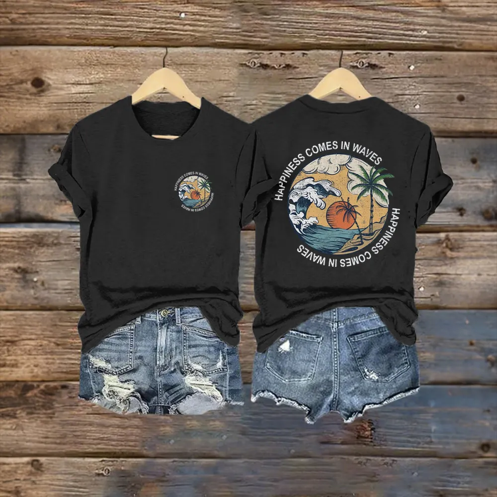 Forever Chasing Sunsets Printed Back Short Sleeve T-Shirt