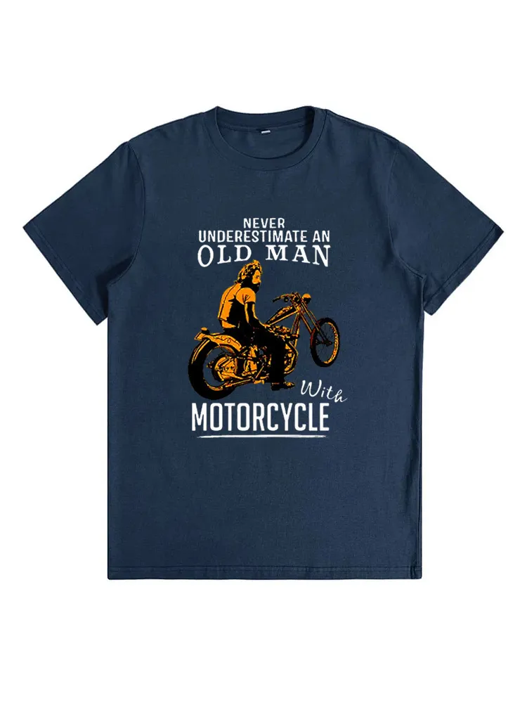 Men'S Motorcycle Print Crew Neck Short Sleeve T-Shirt