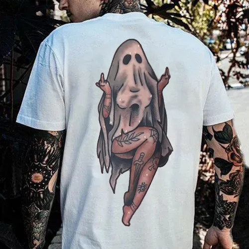 Naughty Sexy Naked Lady Ghost Print Men's T-shirt