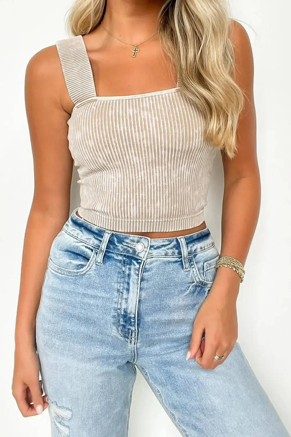 Ribbed Square Neck Tank Top