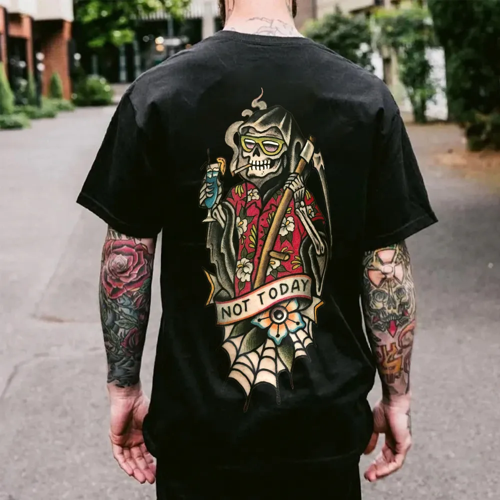 Not Today Skull Printed Men's T-shirt